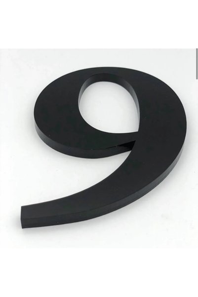 SE-Dizayn Kapı Numarası 20 Cm No 9, Siyah Pleksi Kendinden Yapışkanlı Bina Da...