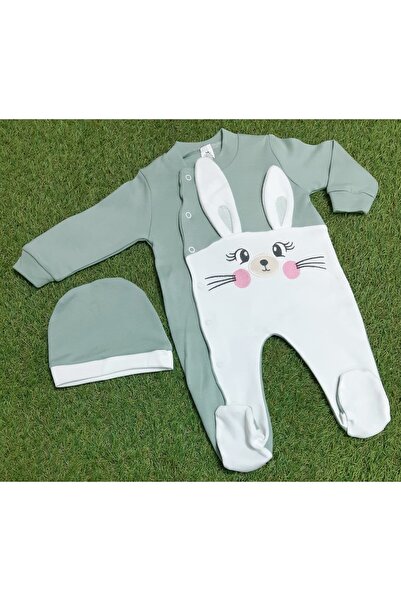Sönmez Baby Oynar Kulaklı Tavşan Penye Tulum Ve Şapkası Bebe Takım