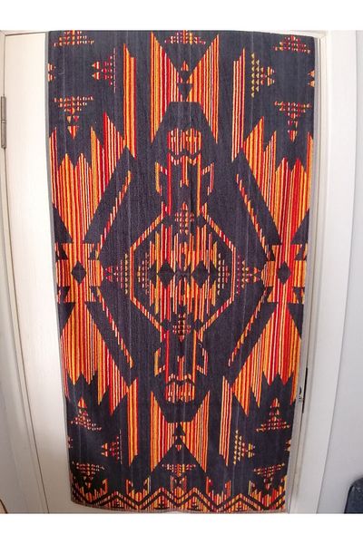 MEŞELİ TEKSTİL Beach Towel And Bath Towel 70x150 Orange Pattern 100% Cotton