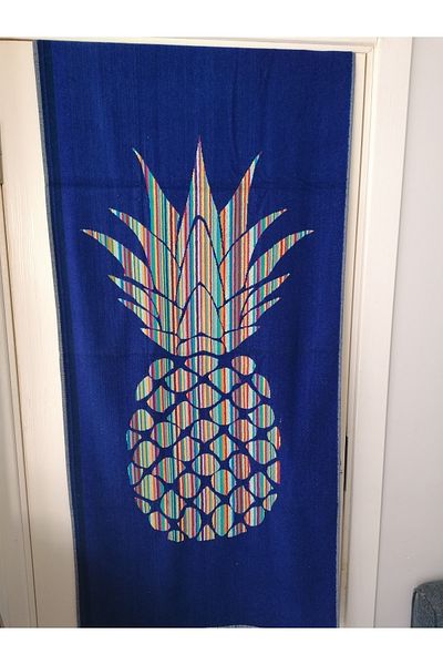 MEŞELİ TEKSTİL Beach Towel And Bath Towel 70x150 Pineapple Blue 100% Cotton