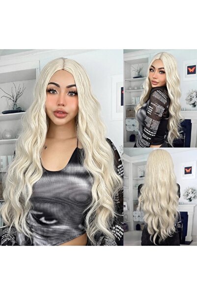 Fenomen Peruk Κρύα κίτρινη κυματιστή περούκα χωρίς νήματα