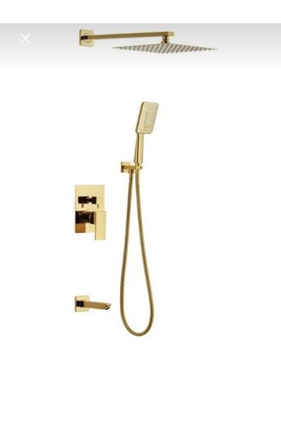 İSAOĞLU YAPI Gold Ankastre Duş Seti Altın Ankastre Duş Sistemi Komple Takım