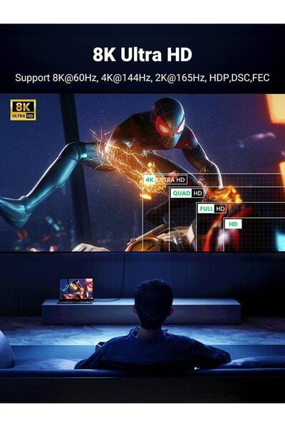 Ugreen 8k 60hz Displayport To Displayport 1.4 Örgülü Kablo 1 Metre