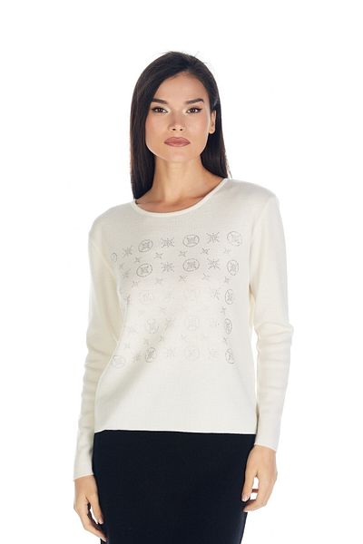 Solo Crystal Stone Hotfix Embroidered Italian Wool Blouse