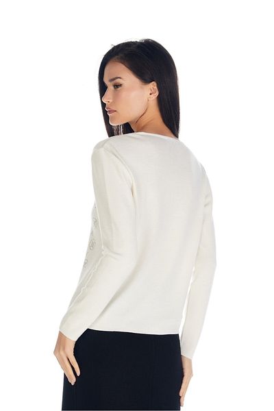 Solo Crystal Stone Hotfix Embroidered Italian Wool Blouse