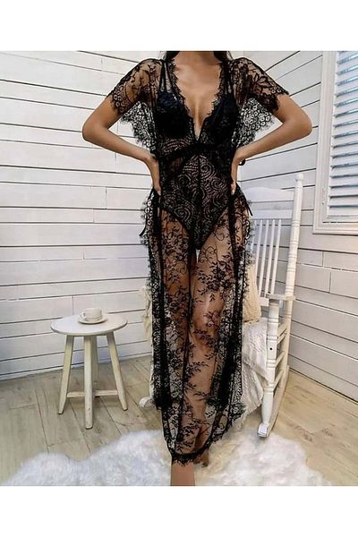 ZEKAS FASHION Cleopatra Design Lace Dressing Gown