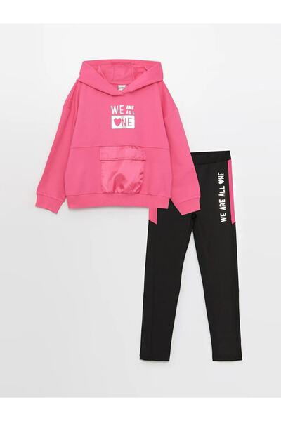 LC Waikiki Детски суичър и чорапогащник с качулка и дълъг ръкав за момиче Lcw