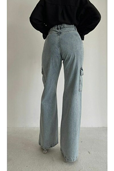 Trn JNS Вересень Відкритий блакитний Снігомий Карго Неохайний Задній Без Кишень Лікра Супер Висока Талія Джинси