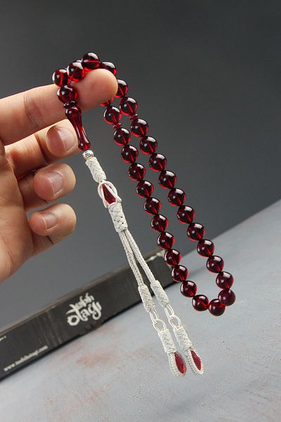 Tesbih Otağı Kazaz Tasseled Globe Cut Fire Amber Rosary (certified)