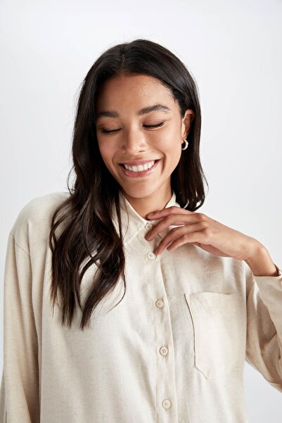 DeFacto Relax Fit ing hajtóka vászon kevert hosszú ujjú tunika Y7921az22sm