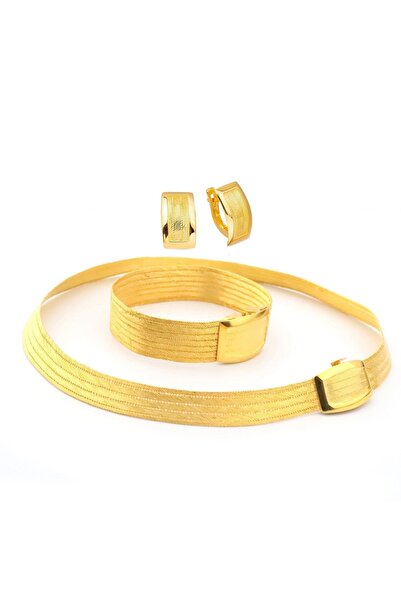 PİGADO Gümüş Üstü Altın Kaplama Trabzon El Örme Hasır Kolye Bileklik Set