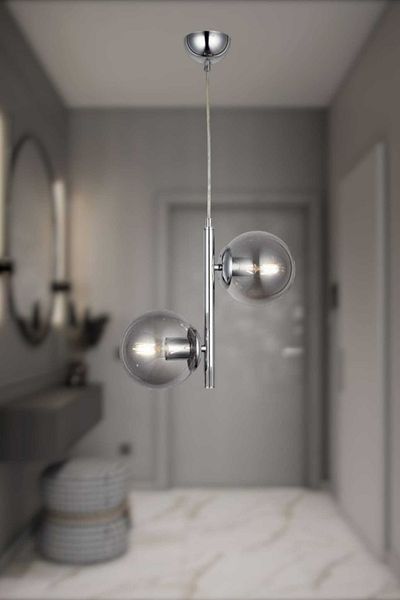 BSA LIGHTING Jasmin 2-Piece Chrome Modern Chandelier (Smoked Glass)