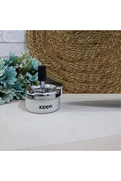 Zippo Scrumieră de lux din metal alb, fără miros, cu capac mobil Scrumieră de calitate