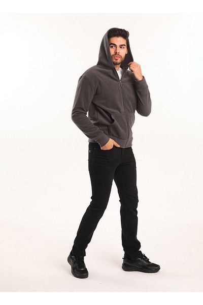 Slazenger Мъжки суитшърт от полар, обикновен, тъмносив, St21we064-230samson