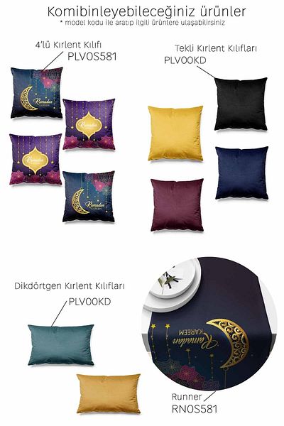 Pilloveland Runner Ramadan Akide Patterned Suede Woven 140*40 cm Ramadan Kareem