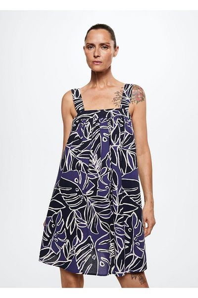 MANGO Woman Φόρεμα από υφαντό βαμβάκι