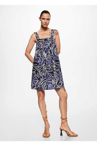 MANGO Woman Φόρεμα από υφαντό βαμβάκι