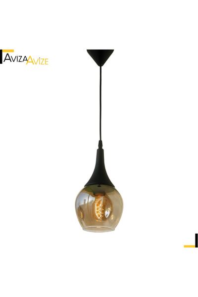 Aviza Avize Bombe Tekli Siyah Sarkıt Avize