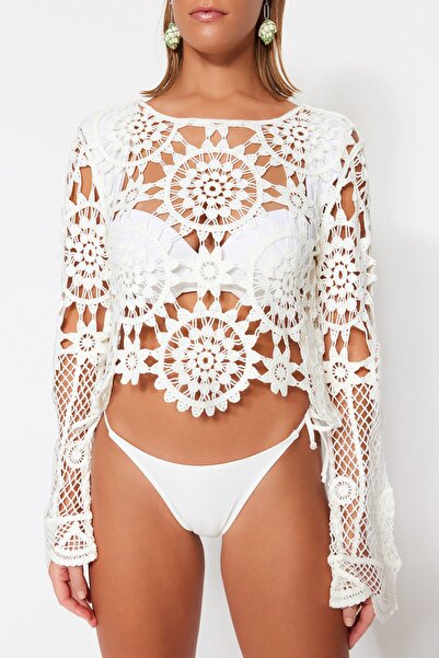 Trendyol Collection Ecru Crop Knitwear Look Halenka TBESS20BZ0572