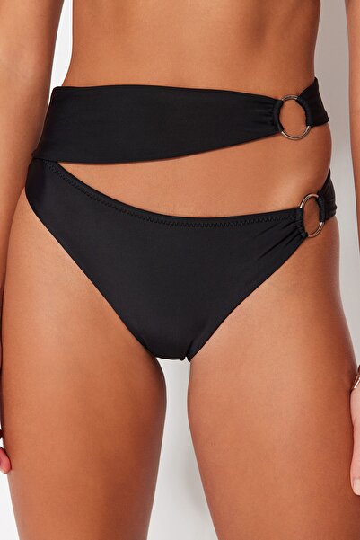 Trendyol Collection High Waist Normal Leg Bikini Bottom with Black Accessories TBESS23BA00202