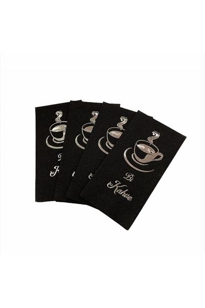 kidspartim Χαρτοπετσέτα Ασημί Επιχρυσωμένη Μαύρη Bi Coffee 6x12 εκ