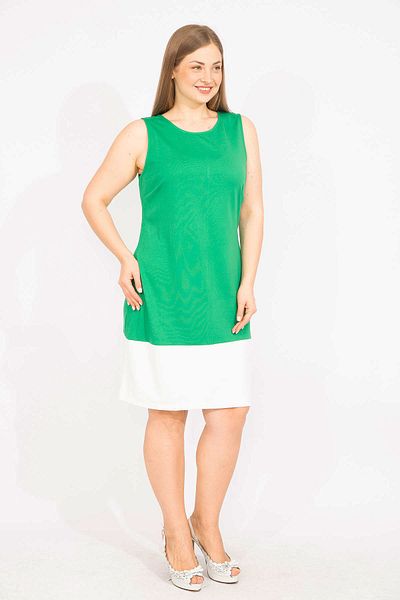 Şans Γυναικείο Φόρεμα Green Plus Size Συνδυασμός Χρωμάτων 65n35678