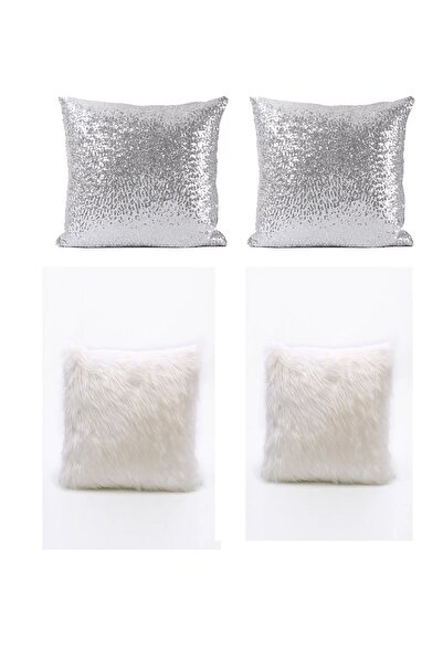 Paris Life 4 قطع غطاء وسادة قطيفة وترتر مقاس 45*45