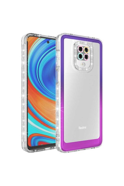 ZM STORE حافظة هاتف Xiaomi Redmi Note 9 Pro بتصميم فضي ولون متدرج لحماية العدسات