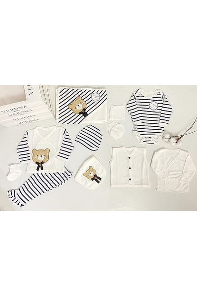 VERONA TARZ 11 Pieces Organic Luxury Anti Allergic Hospital Discharge Set Bodysuit Set Newborn Outfit 11 Pieces 10 Pieces