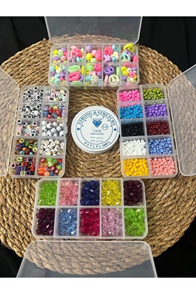 RLX BUJİTERİ خرز أكريليك فاخر خرز رملي خرز حروف 4 مجموعة محاصر مع أجهزة إغلاق