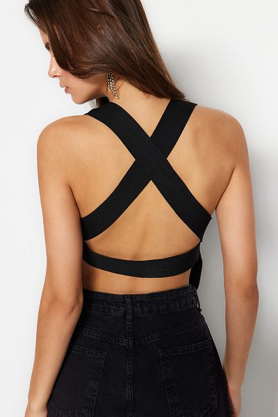Trendyol Collection Black Knitwear Accessory Blouse TPRSS23BZ00052