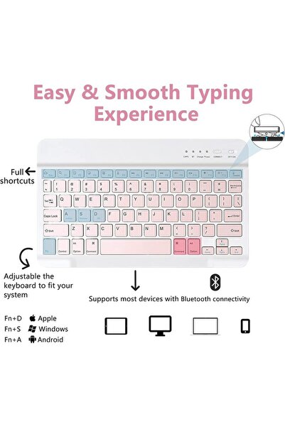 UnDePlus iPad Air 5/4 10.9 Compatible Case with Wireless Keyboard Turkish A2316-24-25 A2588-89-91 (NOT 10. GENERATION)