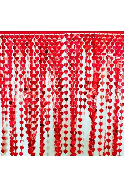 Happyland Kalpli Arka Fon Kırmızı Kalpli Kapı Püskülü Metalize Kırmızı Duvar ...