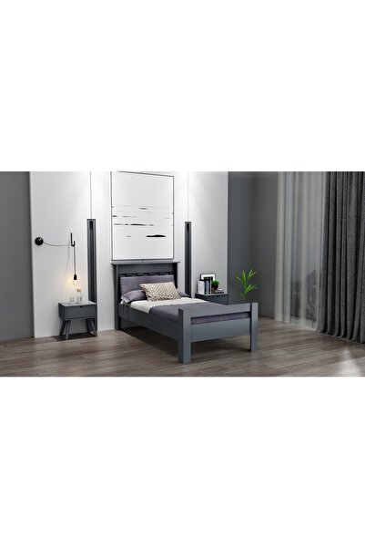 Ninnimo Still 120x200 Yatak Uyumlu Tek Kişilik Antrasit Karyola Sty-4 120x200