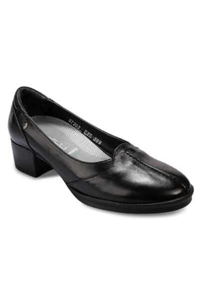 Forelli Hakiki Deri Ortopedik Taban Taraklı Ayaklara Uygun Binici Topuk Kadın Topuklu Ayakkabı Levın 57202