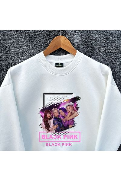 Wolters Outdoors Children's Blackpink Oversize Printed Cotton Long Sleeve Crew Neck Sweatshirt