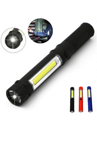 Kaizen Market (2Lİ PAKET) Cob Led El Feneri Çalışma Işığı Mıknatıslı (PİL HED...