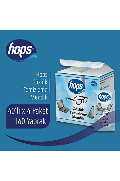Hops Gözlük Temizleme Mendil 40'lı, 4 Kutu , (40 X 4 Adet) - 160 Yaprak