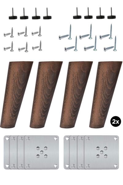 Bestekar Wooden Conical Leg - 18 Cm Walnut - 8 Pieces - Furniture, Armchair, ...