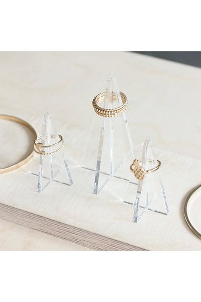 Kpleksi Alvin 3-Piece Ring Holder, Acrylic Stand, Plexi Organizer, Jewelry Stand