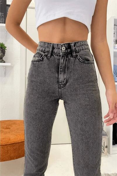 DRC trend Dámské džíny Mom Fit s vysokým pasem - 100% Koton Denim, kouřová barva