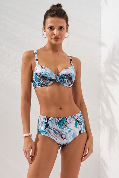 Pierre Cardin Μπλε Ginger Μικτό Σχέδιο Στήθος Λεπτομερές Σετ μπικίνι με ψηλόμεσο λουράκι