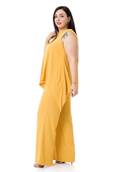 DISENTIS MODEST Nagy méretű blúz nadrág sárga szett