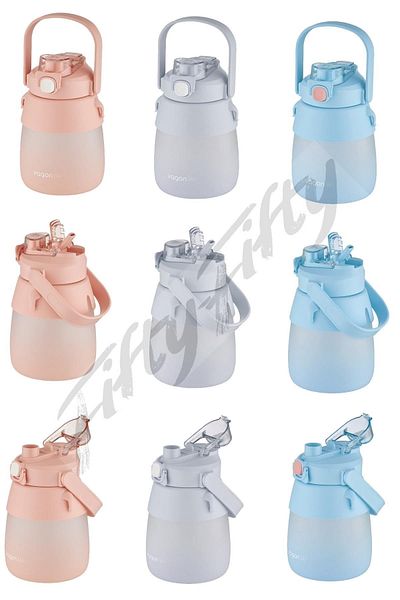 Vagonlife 1000ml Single Lid with Strap Dual Use with/without Straw Softtouch Water Bottle