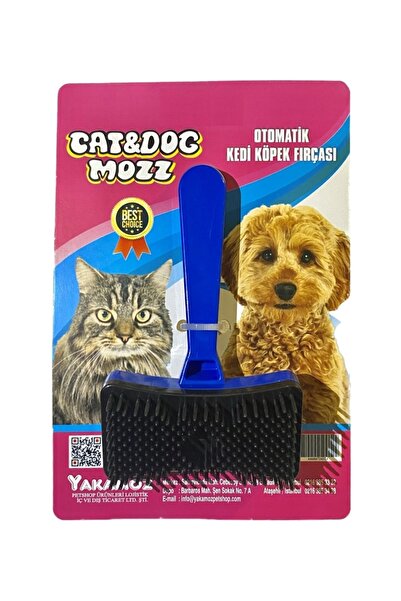 Cat&Dog Mozz Otomatik Tek Tuşla Kolay Temizlenebilen Mavi Kedi Köpek Fırça Ta...
