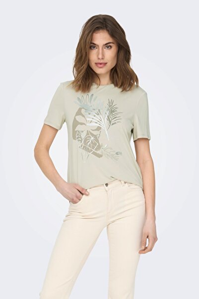 ONLY Γυναικείο μπλουζάκι με σχέδιο με λαιμόκοψη Onlfree - 15228665 Stone