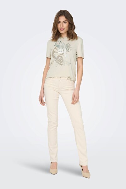 ONLY Γυναικείο μπλουζάκι με σχέδιο με λαιμόκοψη Onlfree - 15228665 Stone