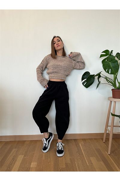DIEANDMORE Pantaloni balon din țesătură Gabardine