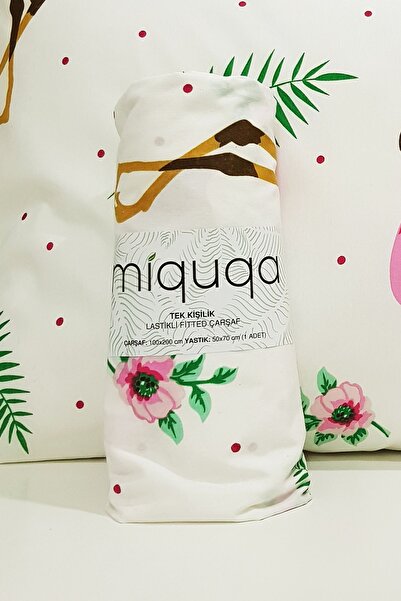 Biss Tasarım طقم ملاءة سرير مرنة باللون الوردي مطبوع عليه فلامينجو