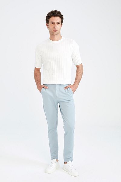 DeFacto Oversize Fit Crew Neck Stripe Textured Short Sleeve Knitwear T-Shirt